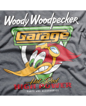 Pánské tričko Woody Woodpecker Garage šedé detail