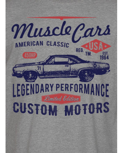 Pánske tričko American Muscle Cars sivé det.