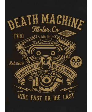 Pánské tričko Death Machine Shovelhead černé det.