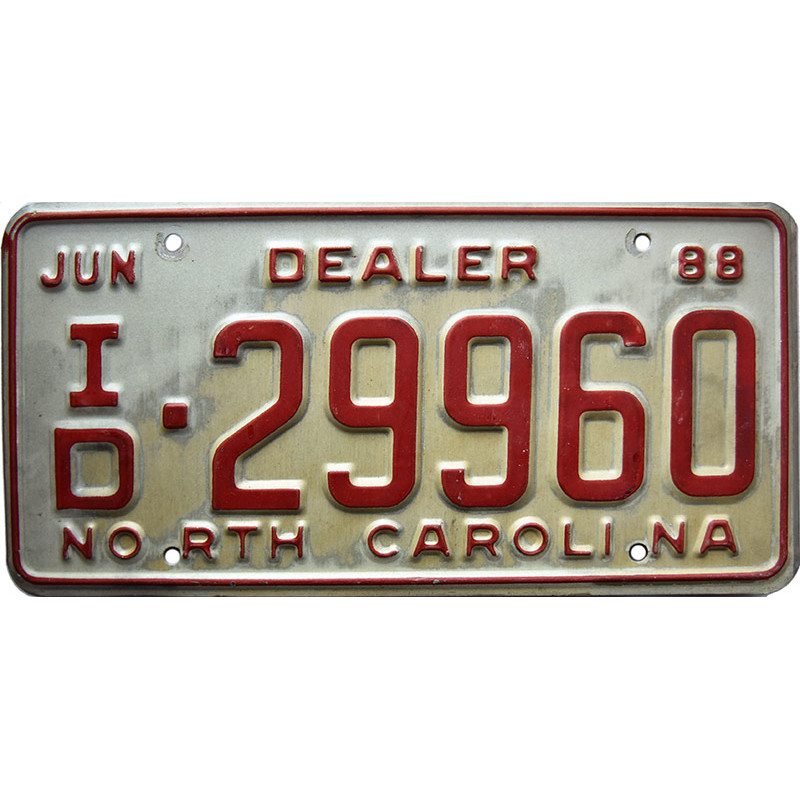 Americká ŠPZ North Carolina Dealer 1988