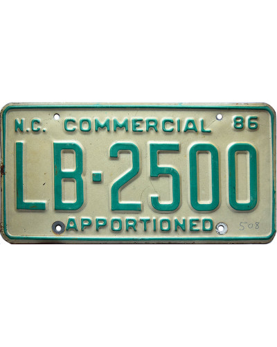 Americká ŠPZ North Carolina Commercial 1986