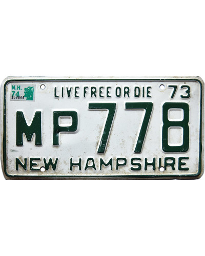 Americká ŠPZ New Hampshire White 1973