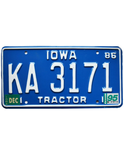 Americká ŠPZ Iowa Blue Tractor 1986