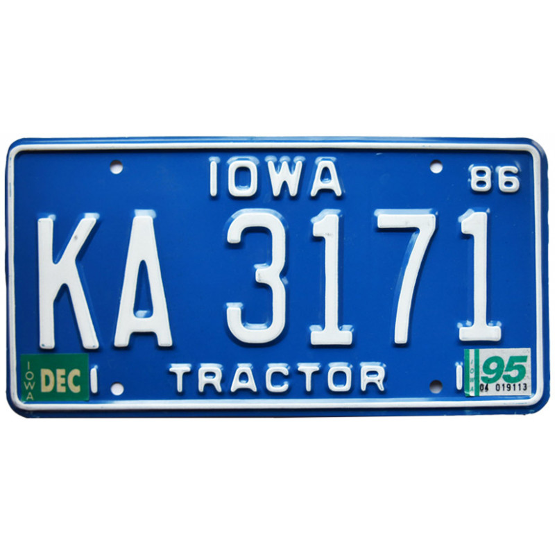 Americká ŠPZ Iowa Blue Tractor 1986