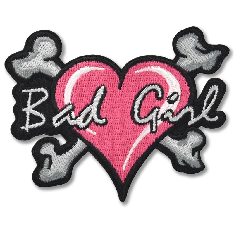 Moto nášivka Bad Girl heart 8cm x 6cm