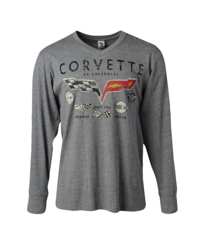 Pánske tričko Chevrolet Corvette decals dlhý rukáv