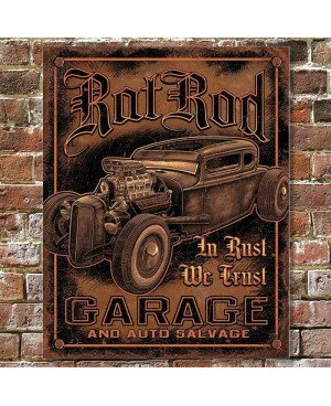 Plechová cedule Rat Rod Garage