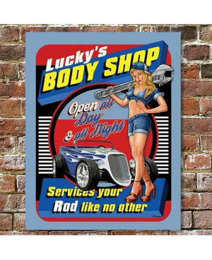 Plechová cedule Luckys Body Shop
