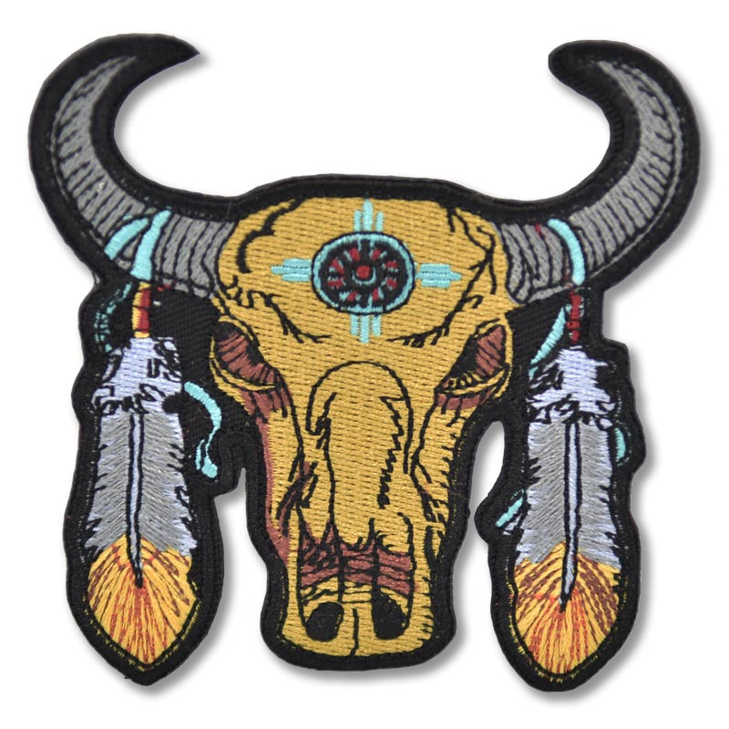 Moto nášivka Tribal Buffalo Head 9cm x 9cm