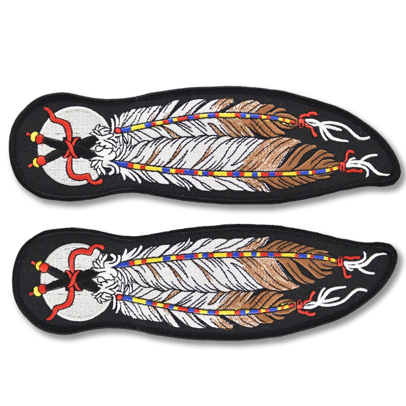 Moto nášivka Two Feathers malá (pravá + ľavá) 10 cm x 3 cm