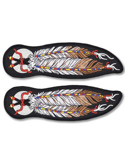 Moto nášivka Two Feathers veľká (pravá + ľavá) 21 cm x 6 cm