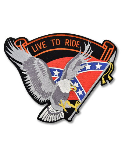 Moto nášivka Rebel Flag silver Eagle - XXL na chrbát