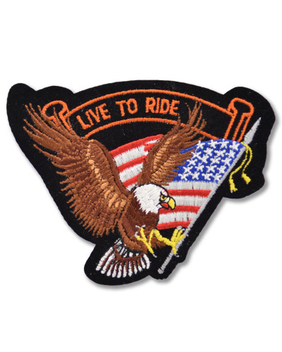 Moto nášivka Live to Ride US Eagle 10 cm x 8 cm