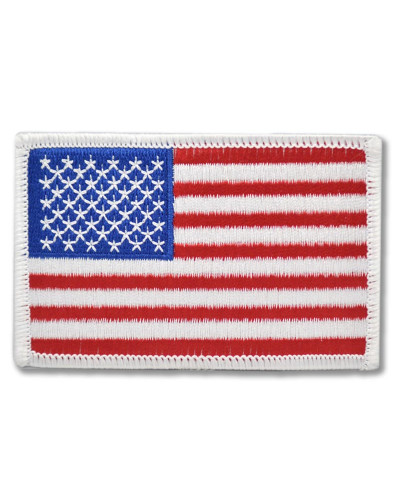 Moto nášivka US flag white border 6 cm x 9 cm