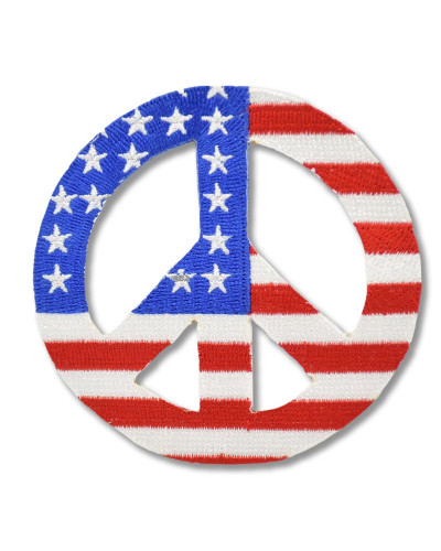 Moto nášivka Peace sign US flag 7 cm