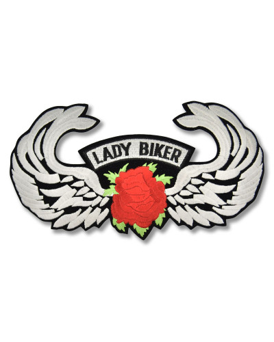 Moto nášivka Lady Biker silver wings XXL na chrbát