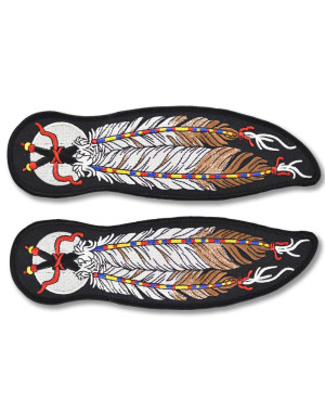 Moto nášivka Two Feathers velká ( pravá + levá ) 21 cm x 6 cm