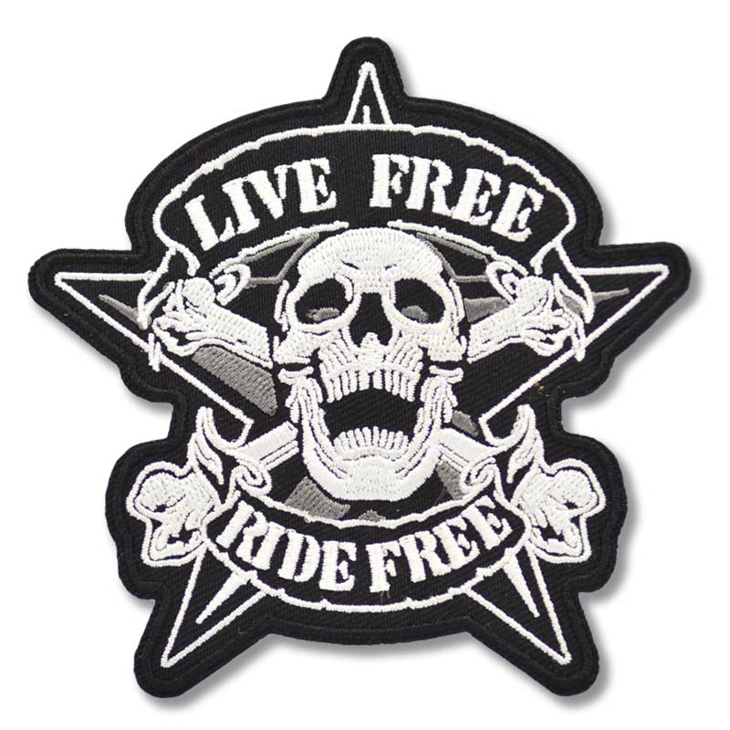 Moto nášivka Live Free Ride Free 10 cm x 10 cm