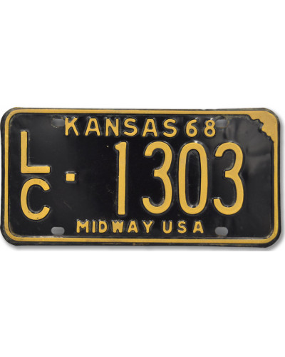 Americká ŠPZ Kansas Midway Black 1968