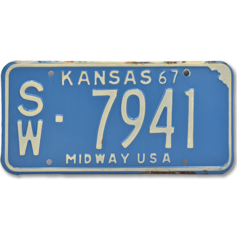 Americká ŠPZ Kansas Midway Blue 1967