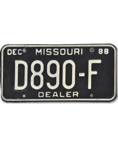 Americká ŠPZ Missouri Dealer Black 1988