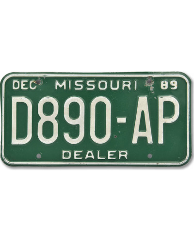 Americká ŠPZ Missouri Dealer Green 1989