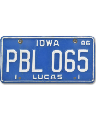 Americká ŠPZ Iowa Blue Lucas 1986