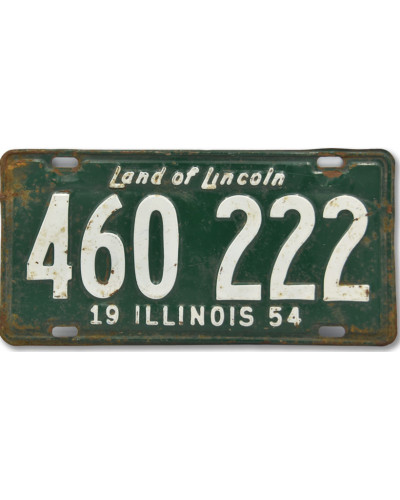 Americká ŠPZ Illinois Green Rear 1954