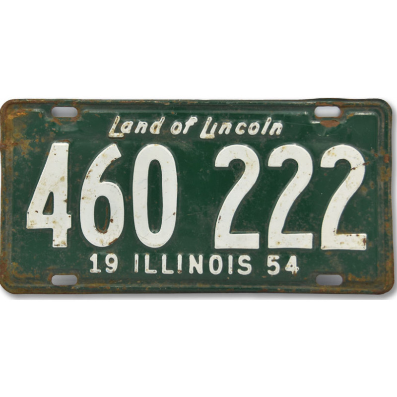 Americká ŠPZ Illinois Green Rear 1954