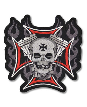 Moto nášivka Cross Motor Skull 10 cm x 10 cm