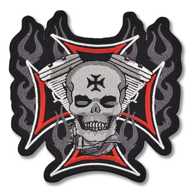 Moto nášivka Cross Motor Skull 10 cm x 10 cm