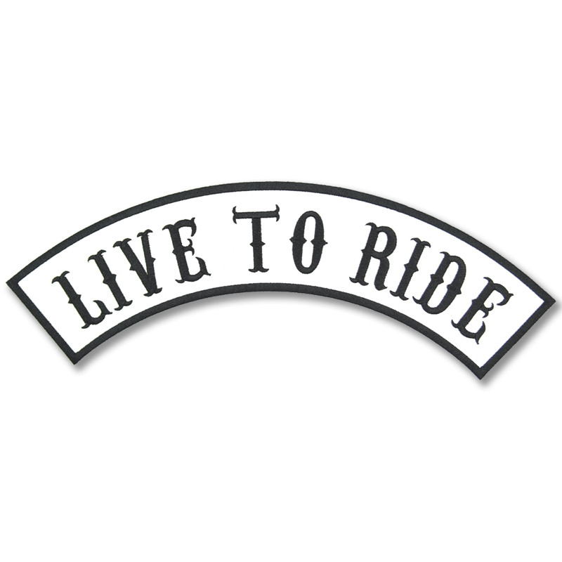 Moto nášivka Live to Ride Rocker biela - XXL na chrbát