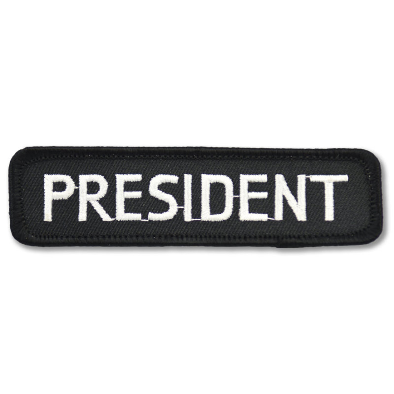 Moto nášivka President white 10 cm x 2,5 cm