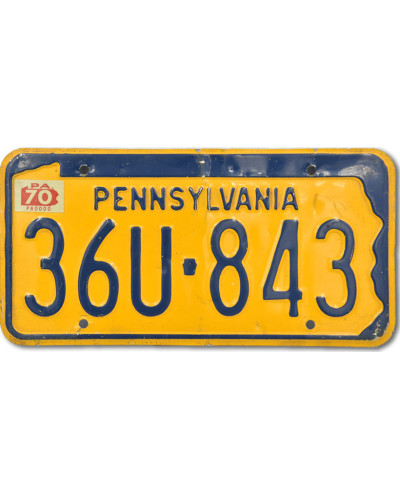 Americká ŠPZ Pennsylvania Yellow 36U 843
