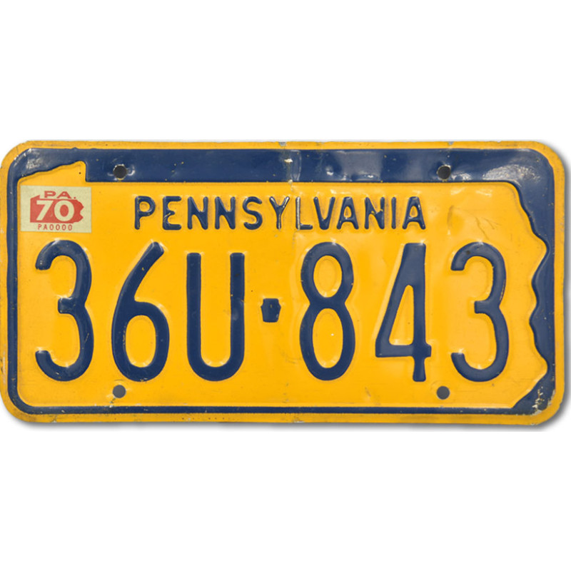 Americká ŠPZ Pennsylvania Yellow 36U 843