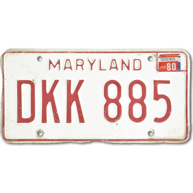 Americká ŠPZ Maryland White DKK 885