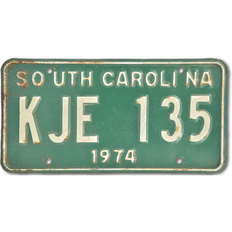 Americká ŠPZ South Carolina 1974 Green KJE 135