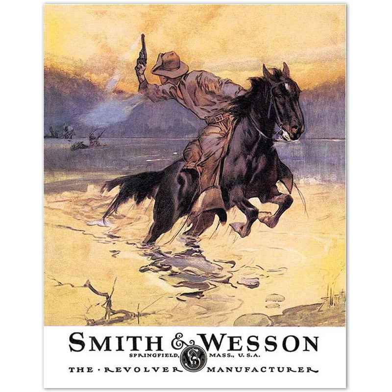 Plechová cedule Smith and Wesson hostiles 32 cm x 40 cm zm.