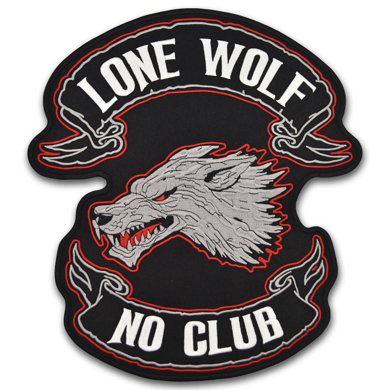 Moto nášivka BS Lone Wolf Old XXL na chrbát 37 cm x 33 cm