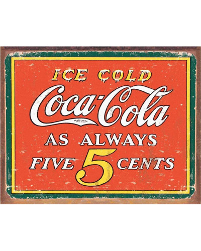 Plechová ceduľa Coca Cola - Always 5 centov 32 cm x 40 cm
