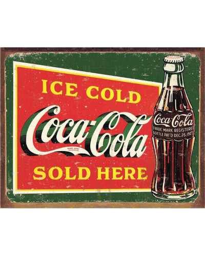 Plechová ceduľa Coca Cola - Ice cold green 32 cm x 40 cm
