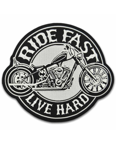 Moto nášivka BS Ride Fast Live Hard XXL na záda 28 cm