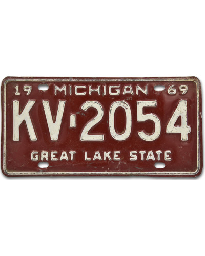 Americká ŠPZ Michigan Red 1969 KV 2054