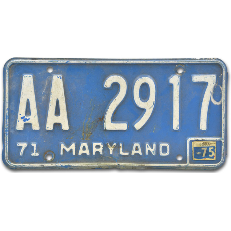 Americká ŠPZ Maryland 1971 Blue AA 2917 front