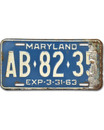 Americká ŠPZ Maryland 1963 Blue AB 82 35