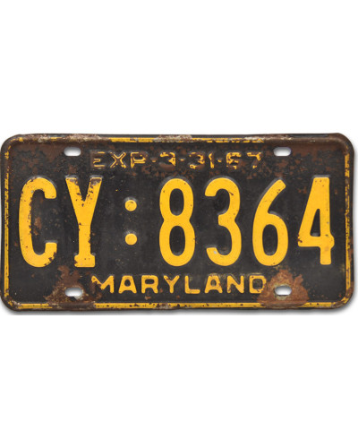 Americká ŠPZ Maryland 1967 CY 8364 front