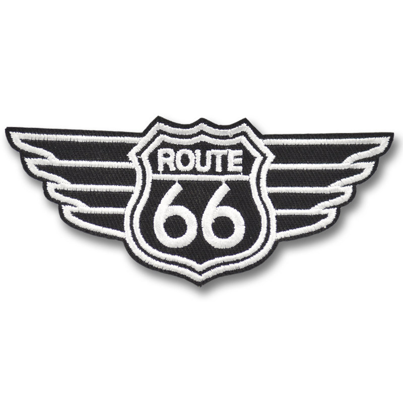 Moto nášivka Route 66 black wings 10 cm x 4 cm