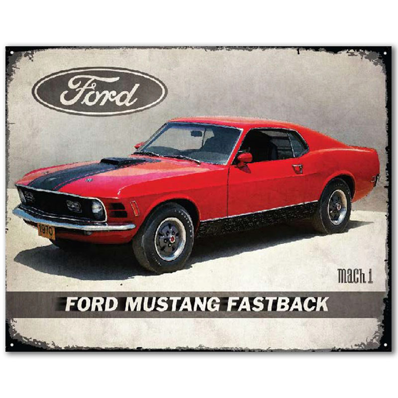 Plechová cedule Ford Mustang Mach 1 Fastback 30 cm x 38 cm