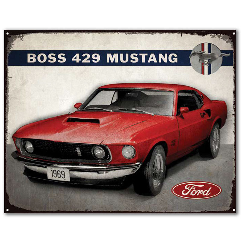 Plechová cedule Ford Mustang 1969 Boss 30 cm x 38 cm