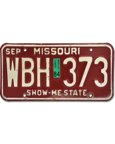 Americká ŠPZ Missouri Red WBH 373